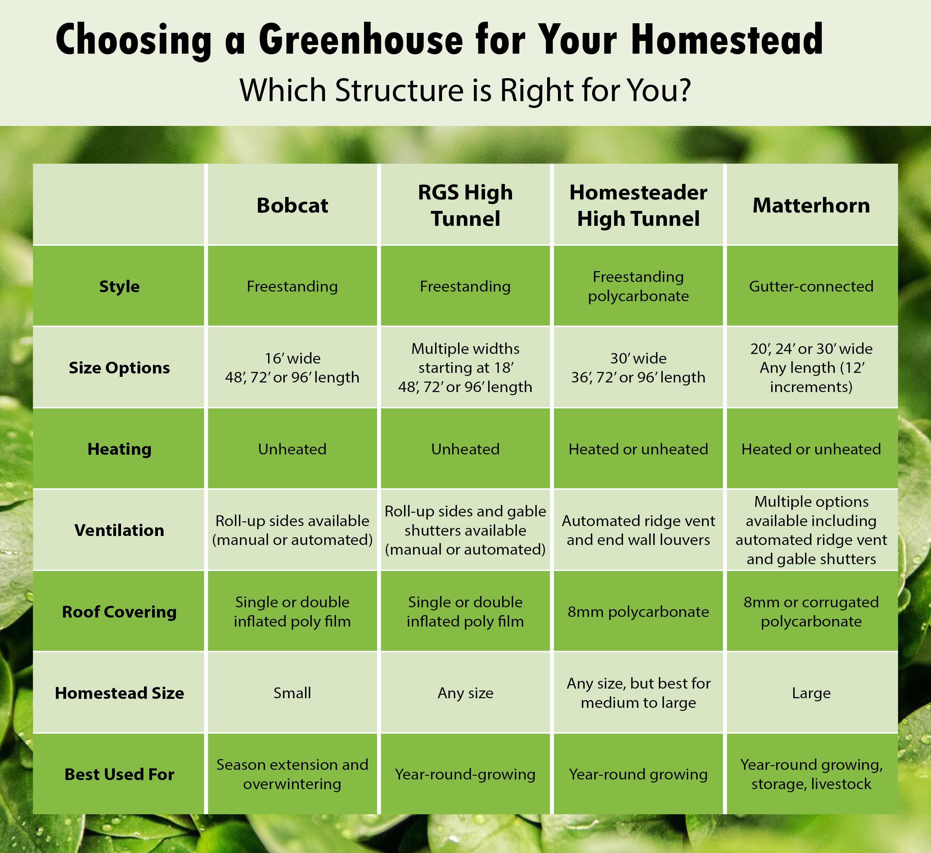 Choosing a Greenhouse for your Homestead